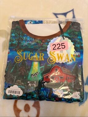 Sugar Swan Kids Matching Set - Blue Barnyard Print